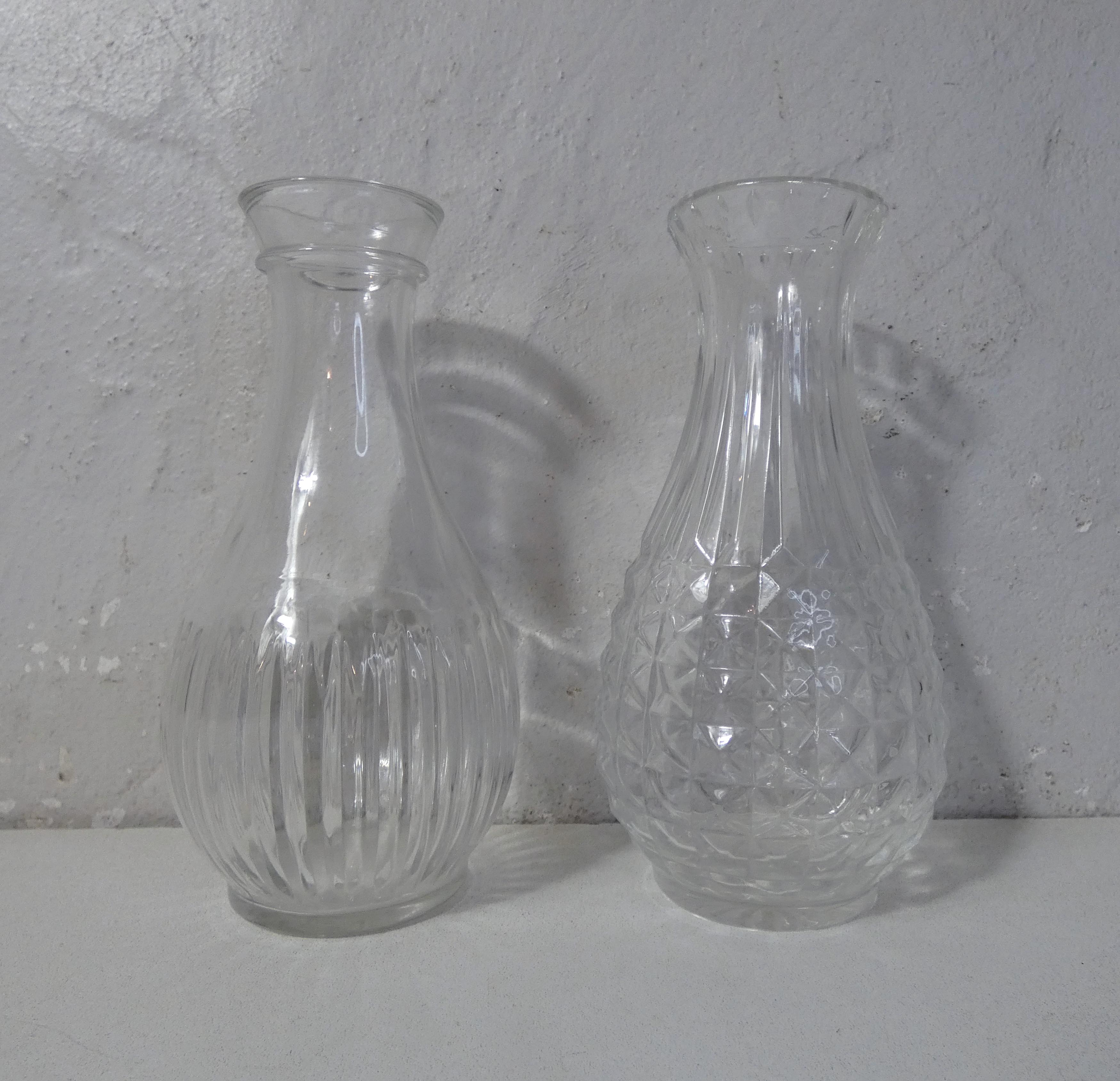 2 vintage molded glass vases 50s