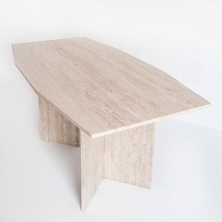 Table à manger en marbre travertin, Italie, années 90