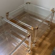 2 bout de canape plexi laiton et verre  circa 1970