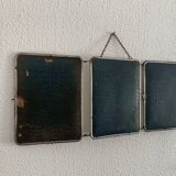 Miroir vintage 1950 triptyque barbier biseauté canard - 24 x 58 cm