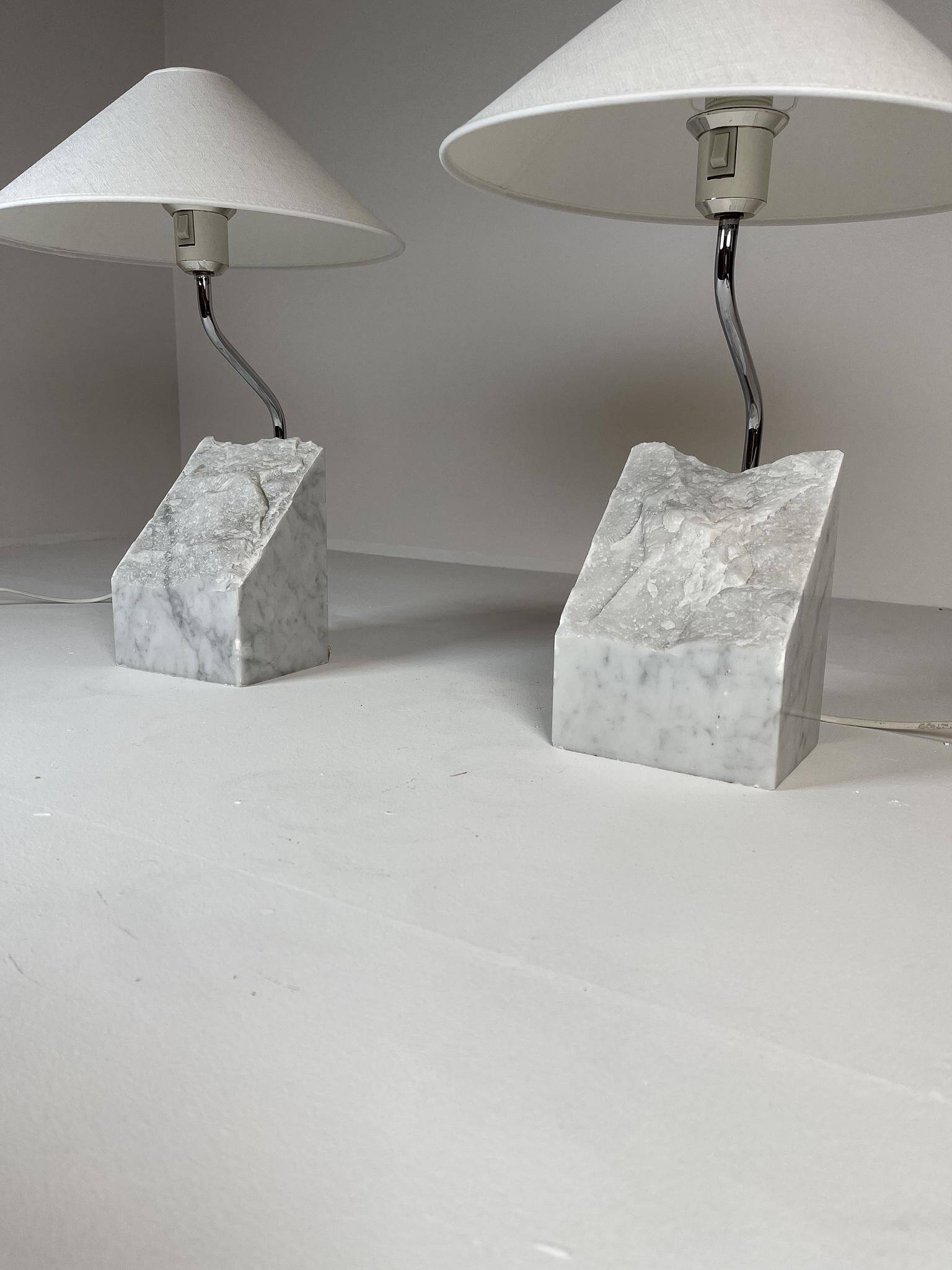 Paire de lampes de table en marbre et acier Bergboms du milieu du siècle, années 1970, Suède
