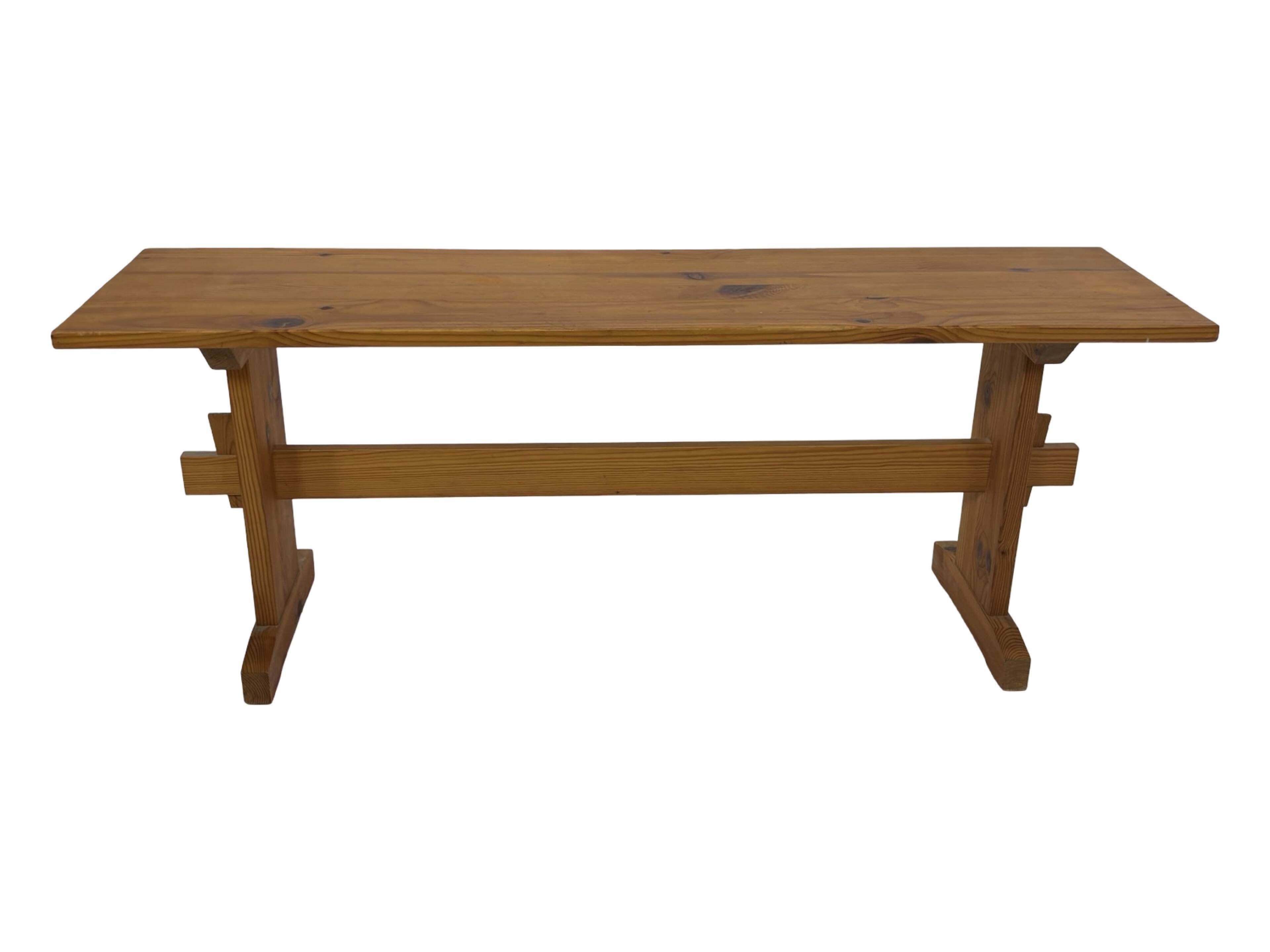 Vintage Scandinavian pinewood bench from the 1960's modern design