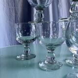 Vintage Biot-style bubbled stemmed glasses