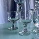 Vintage Biot-style bubbled stemmed glasses