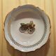 6 small hollow plates in white porcelain pattern vintage cars