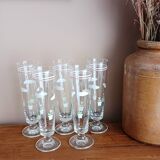 Set of 5 floral champagne glasses