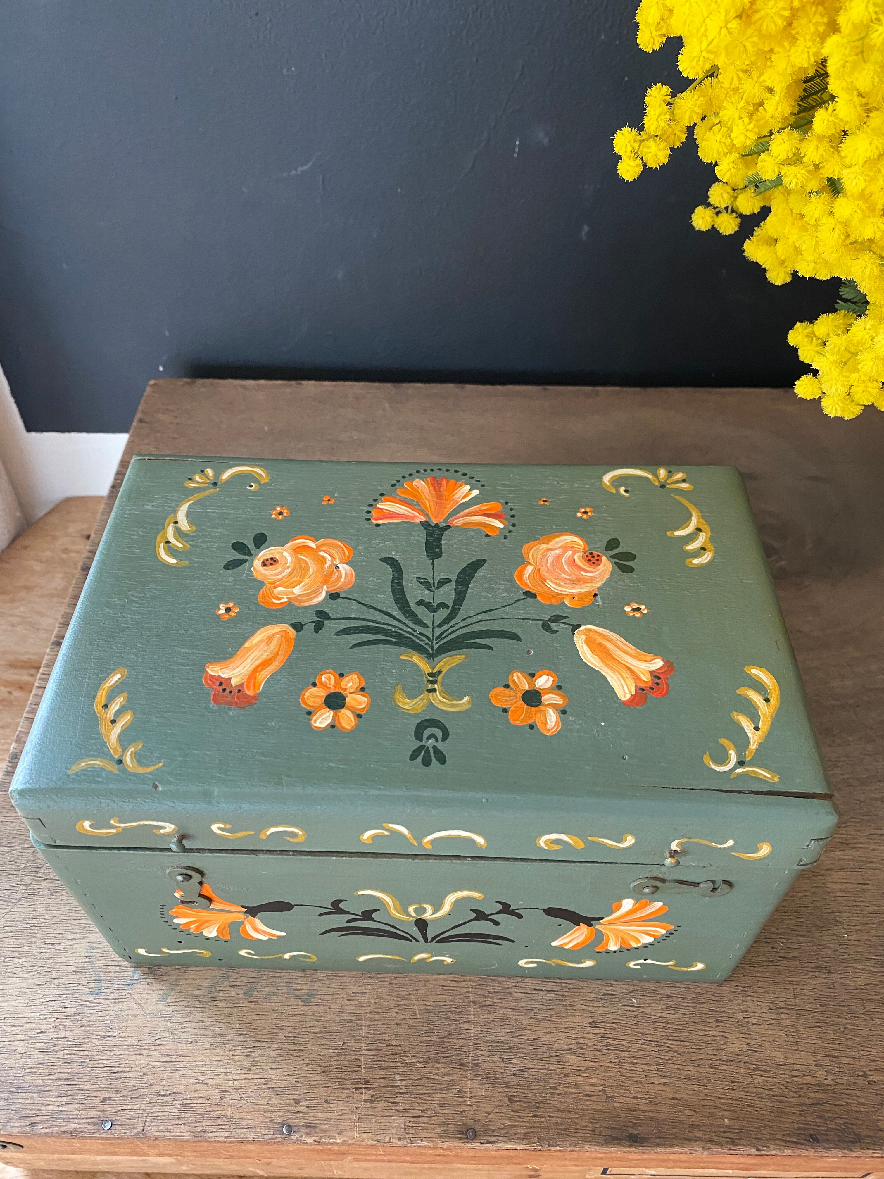 Hand-painted wooden box