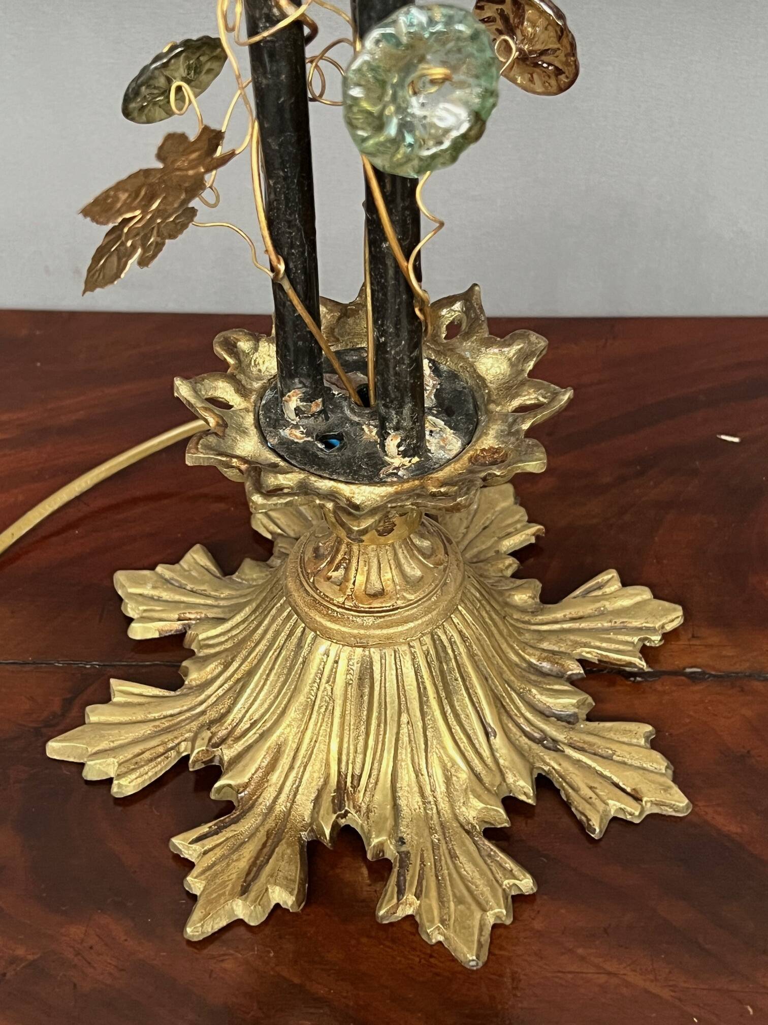 Art Nouveau table lamp with a Murano glass shade.