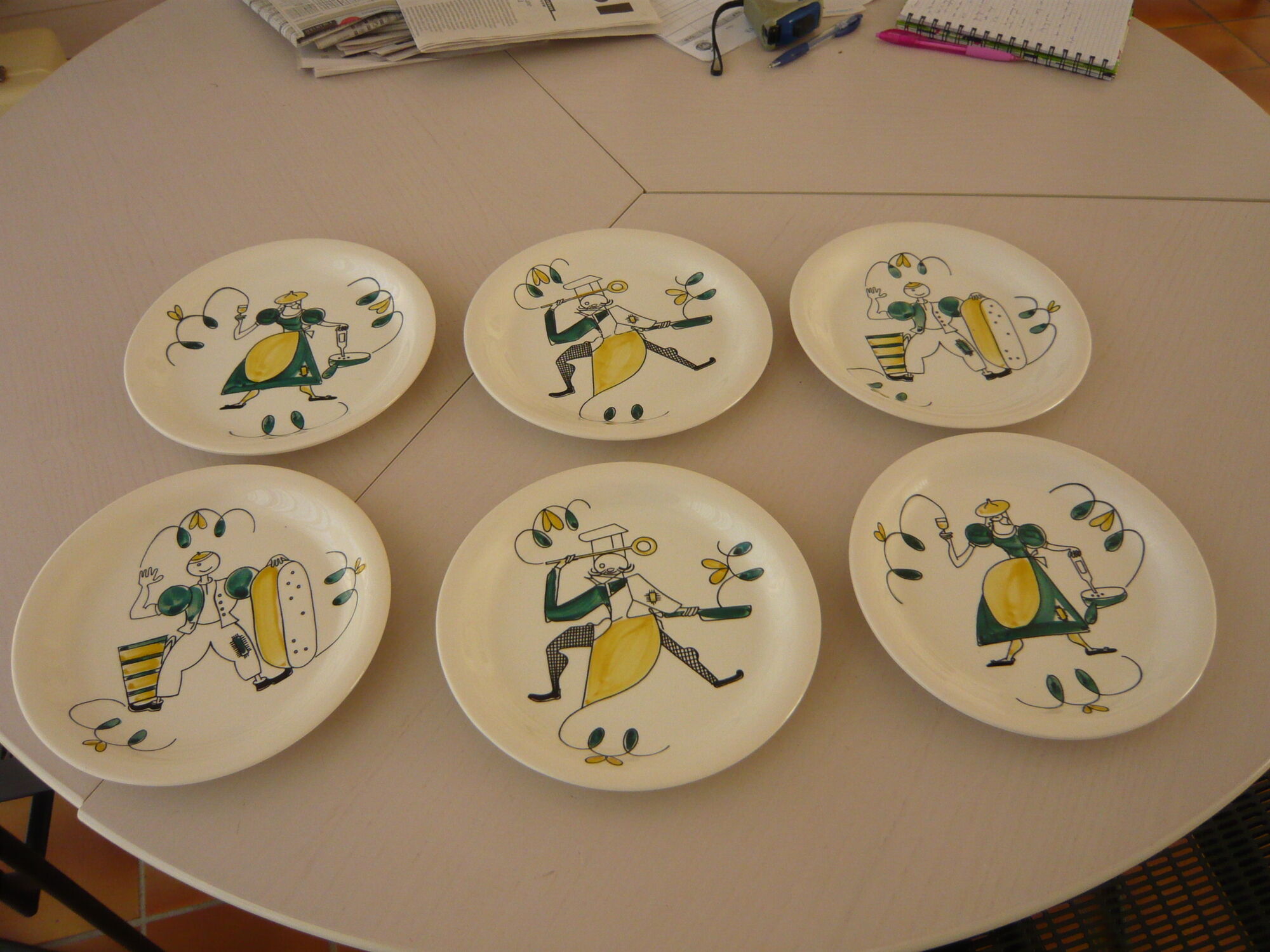 6 assiettes Stavanger Flint Norway assorties  1950-60 scandinaves.