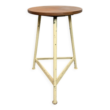 Tabouret d'atelier industriel beige, années 1960