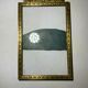 Old photo frame in golden brass floral decoration and small knot 18th With glass