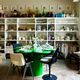 Wood and metal Tomotom table in green by Bernard Holdaway, 1960