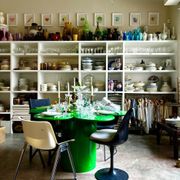 Wood and metal Tomotom table in green by Bernard Holdaway, 1960