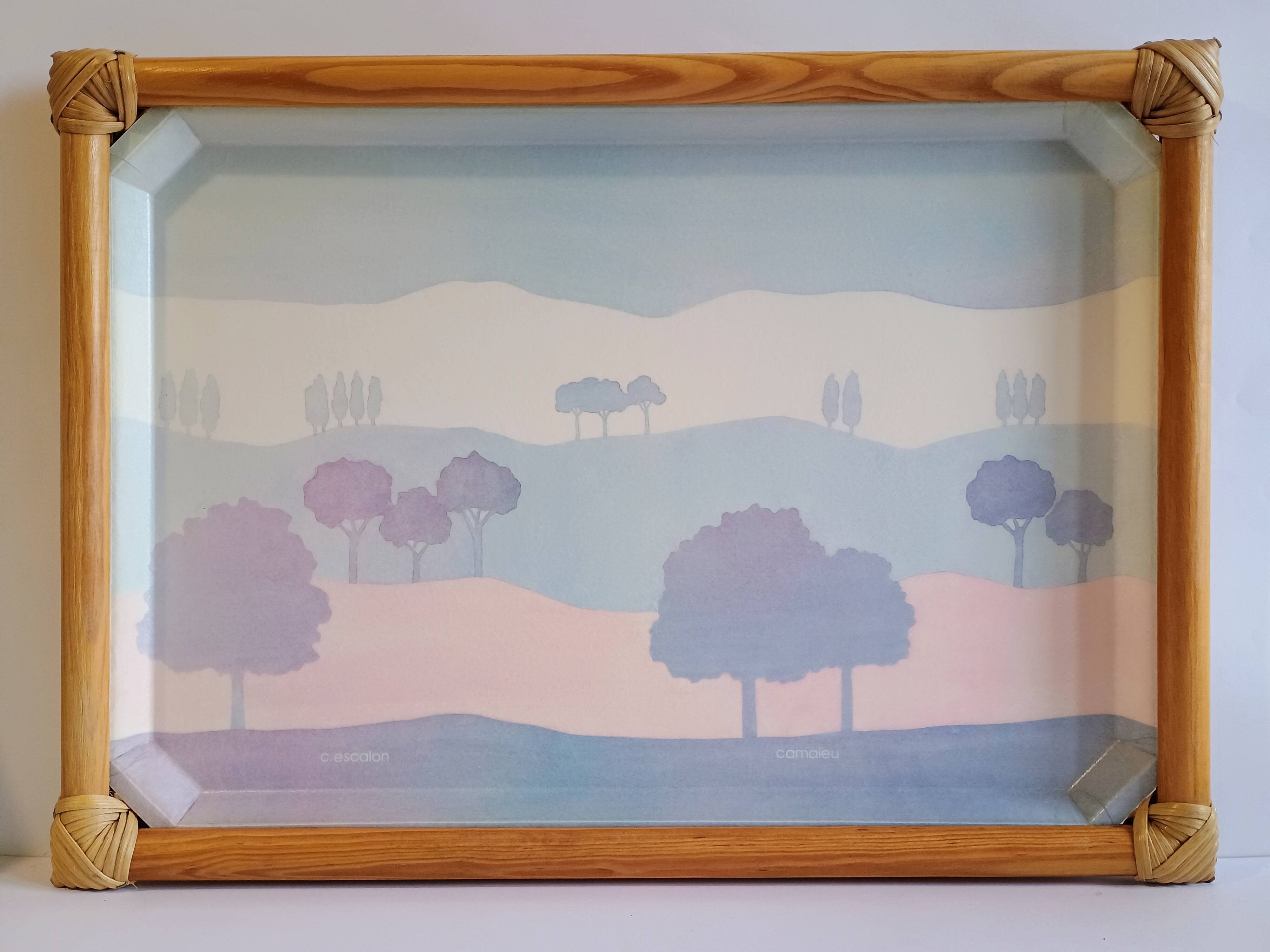 Rattan and fiberglass tray Catherine Escalon Camaieu