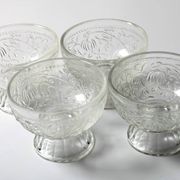 Set of 4 Vintage Pressed Glass Dessert Bowls Cibulak by Pavel Panek / 1977