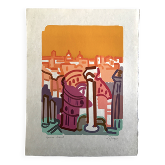 Charles lapicque, le colisée, 1957. lithographie signée au crayon