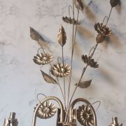 Wall lamp golden metal flowers