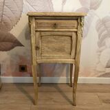 Vintage bedside table in solid oak and marble top