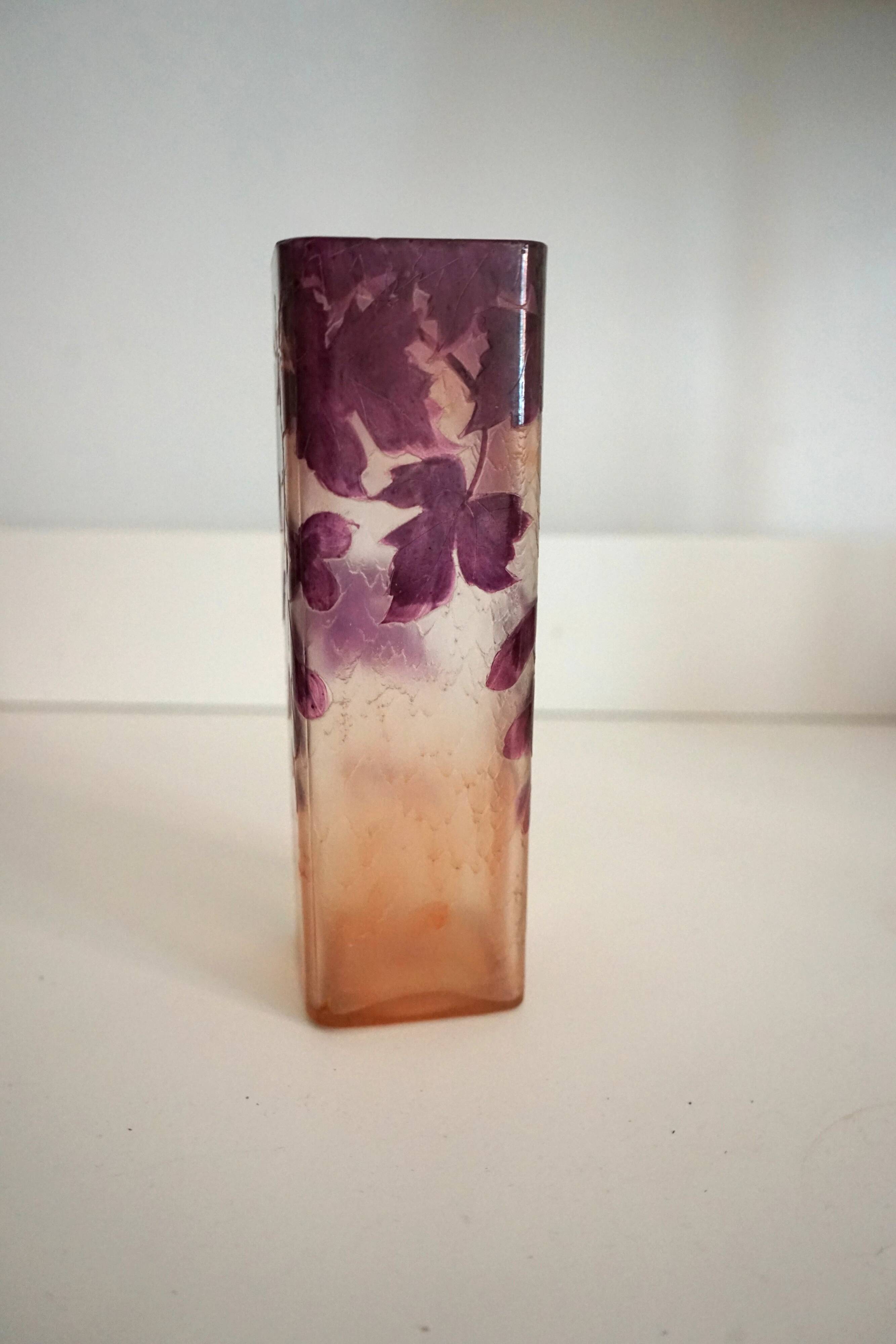 François-Théodore Legras square vase ruby series Art Nouveau 1900