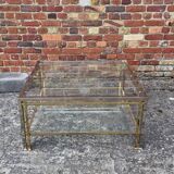 Table basse chrome et dore hollywood regency vintage