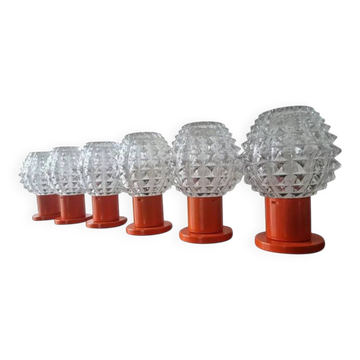 Set of Six Table Midcentury Table Lamps, Kamenicky Senov, 1970s