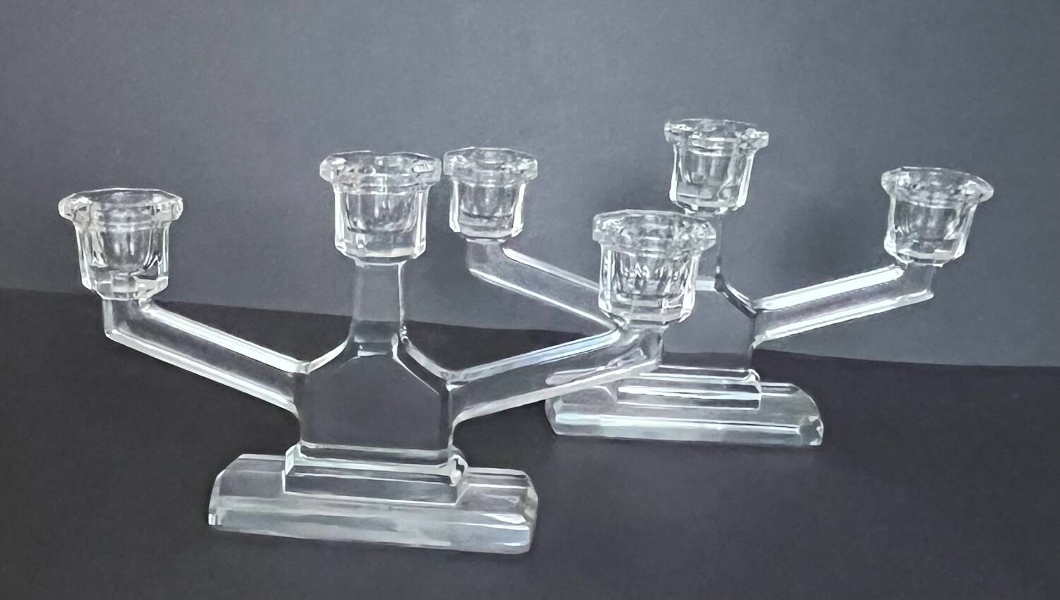 Pair of crystal candlesticks