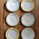 Vintage mismatched hollow plates mint & yellow