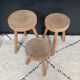Set of 3 wooden tripod stools