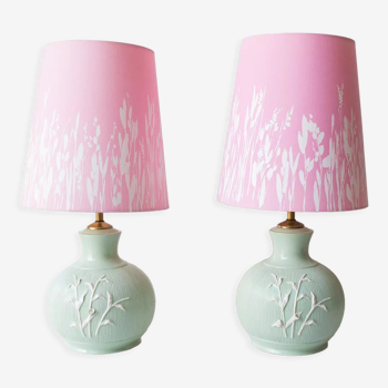 Pair table lamps in Spanish porcelain 60s/70s