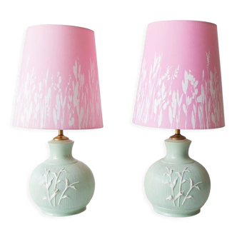 Pair table lamps in Spanish porcelain 60s/70s