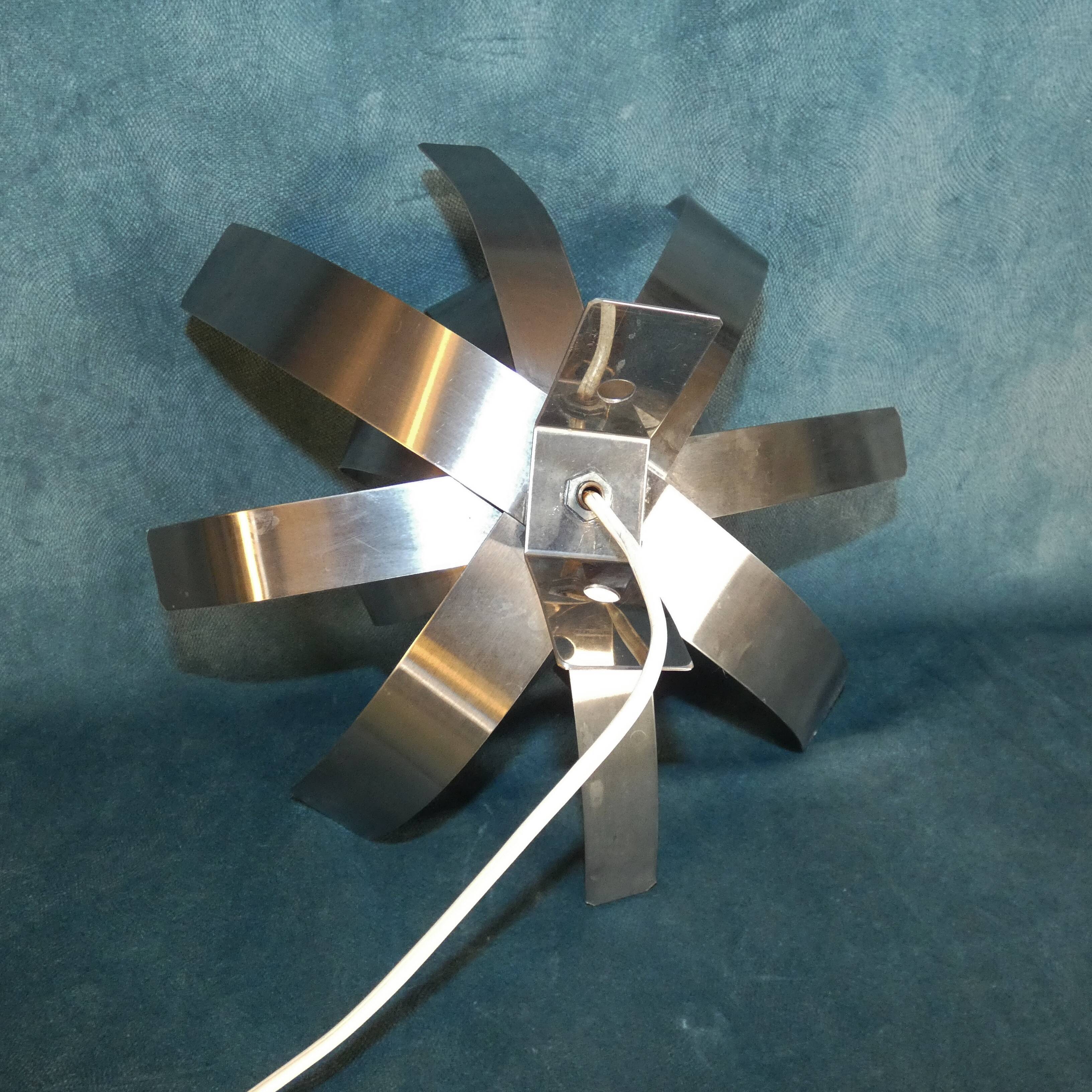 Wall lamp vintage flower stainless steel brushed ed. oxam jacqueline trocmé circa 1970