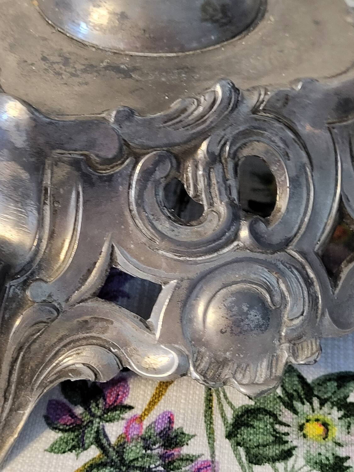 Silver metal candle holder