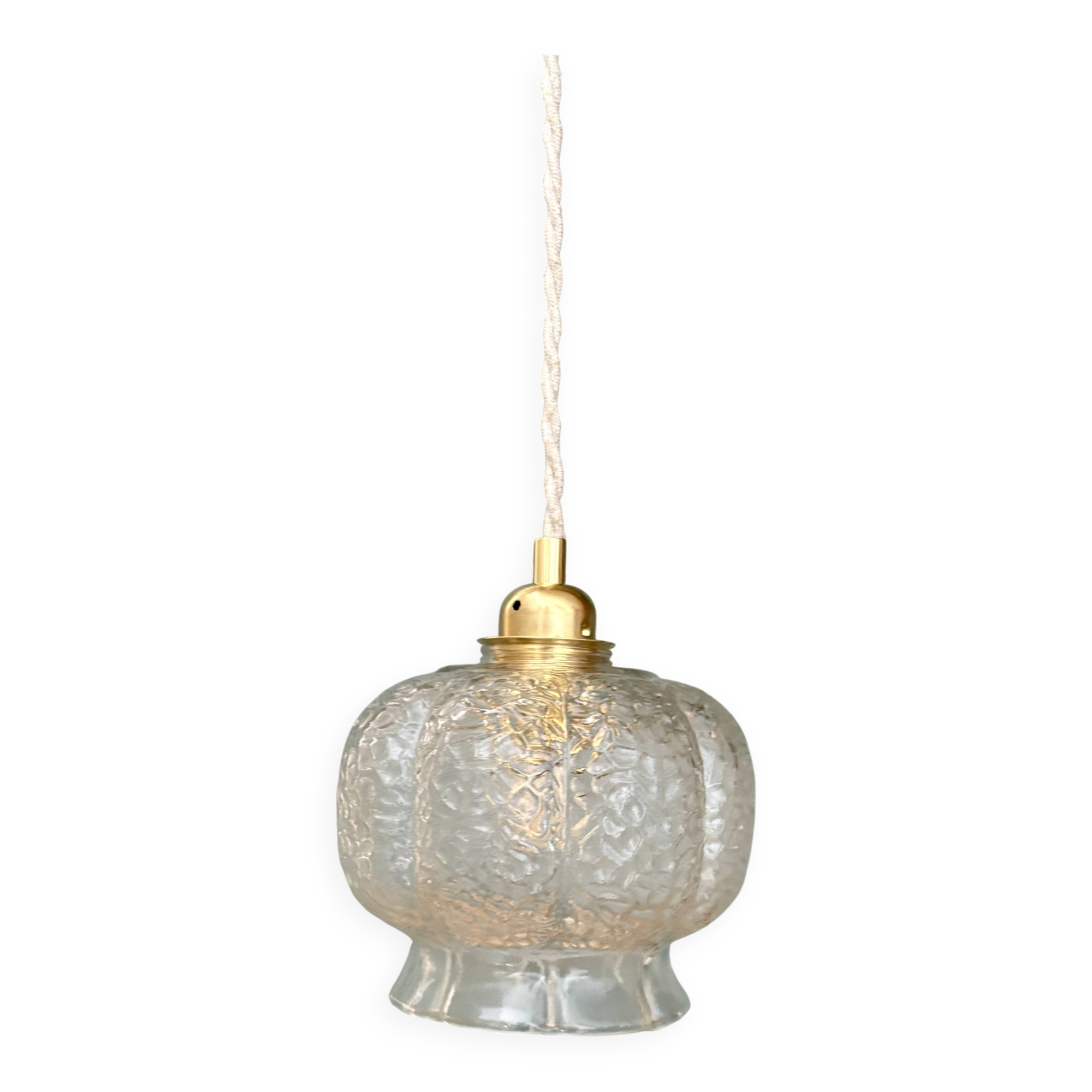 Vintage clear glass globe pendant light