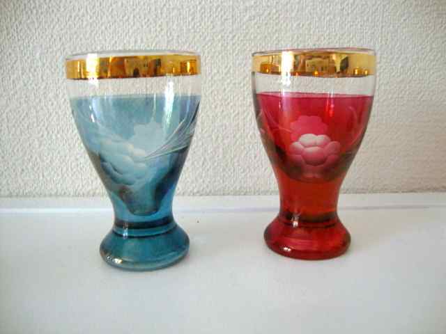 Set 6 petits verres cristal coloré