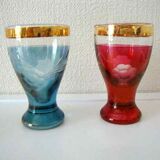 Set 6 small colored crystal glasses