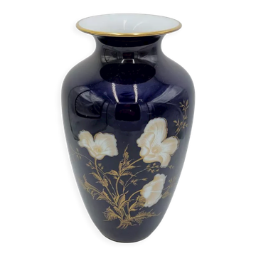 Porcelain cobalt vase, hutschenreuther hohenberg, germany, 1960s