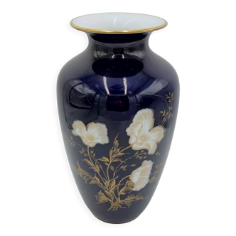 Porcelain cobalt vase, hutschenreuther hohenberg, germany, 1960s