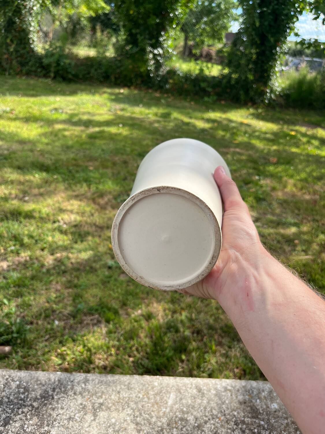 Large vintage ceramic vase 1960 white orange