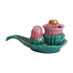 Set with salt, pepper and mustard condiments in vintage slurry