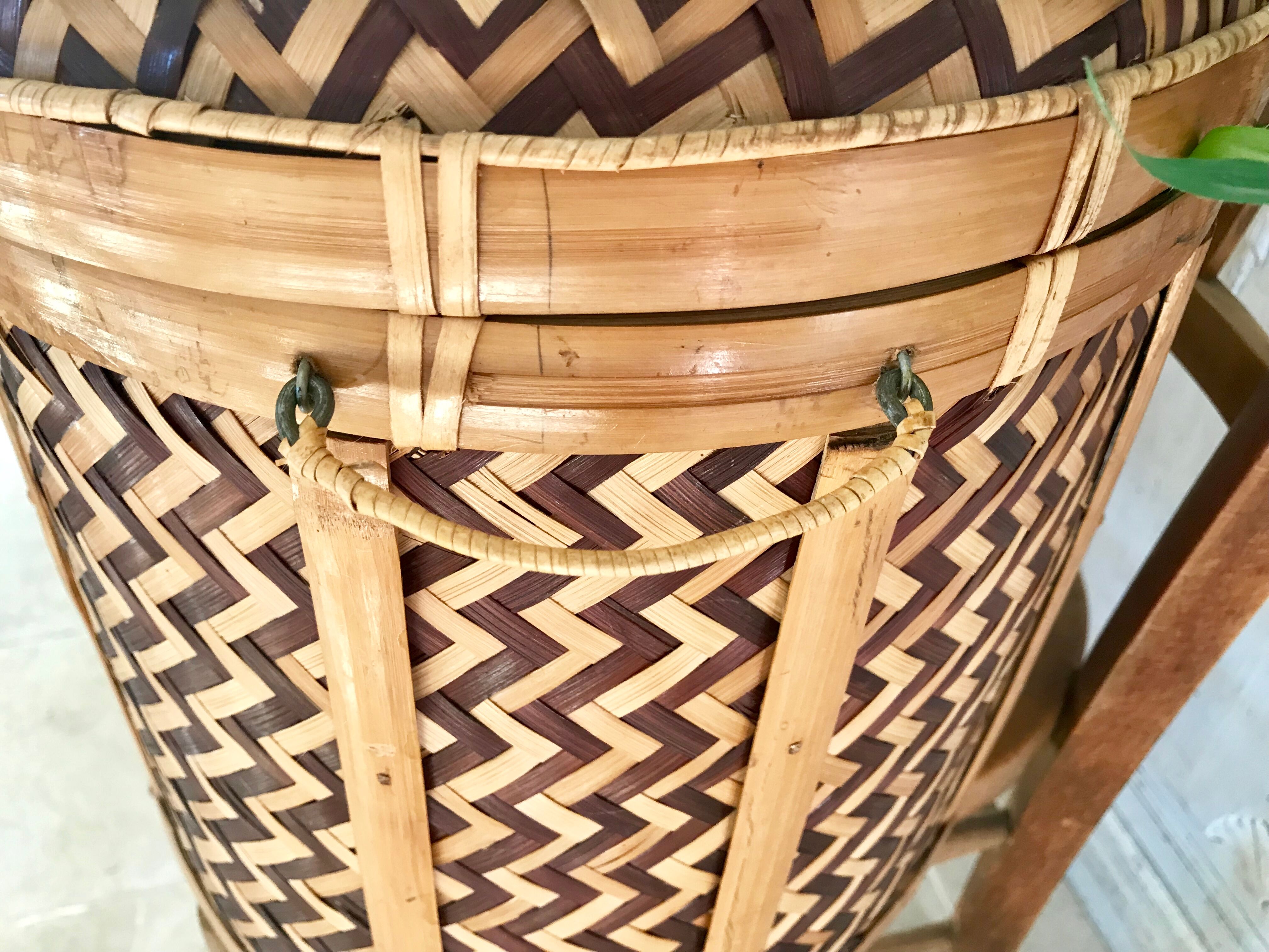 Wicker and bamboo chest