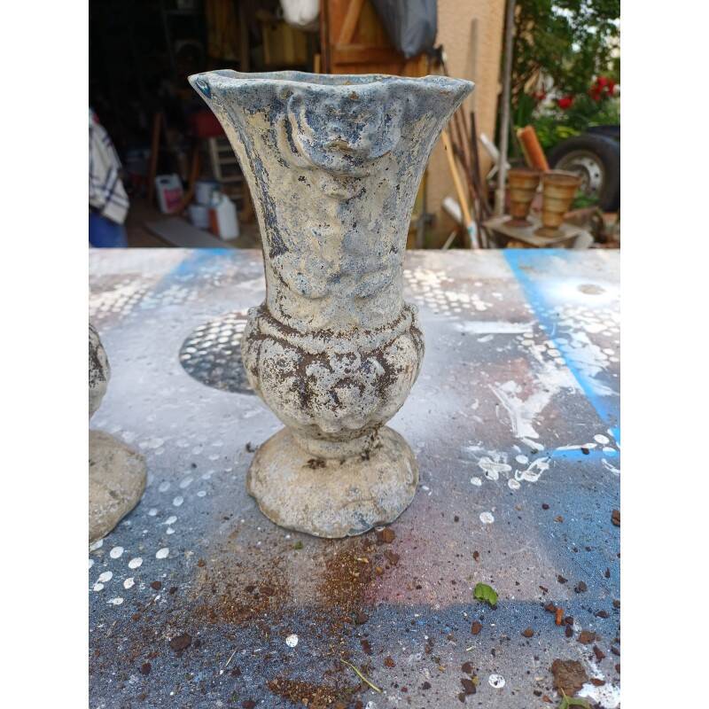 Pair of cast iron vases from 1900 from Charleville-Mézières