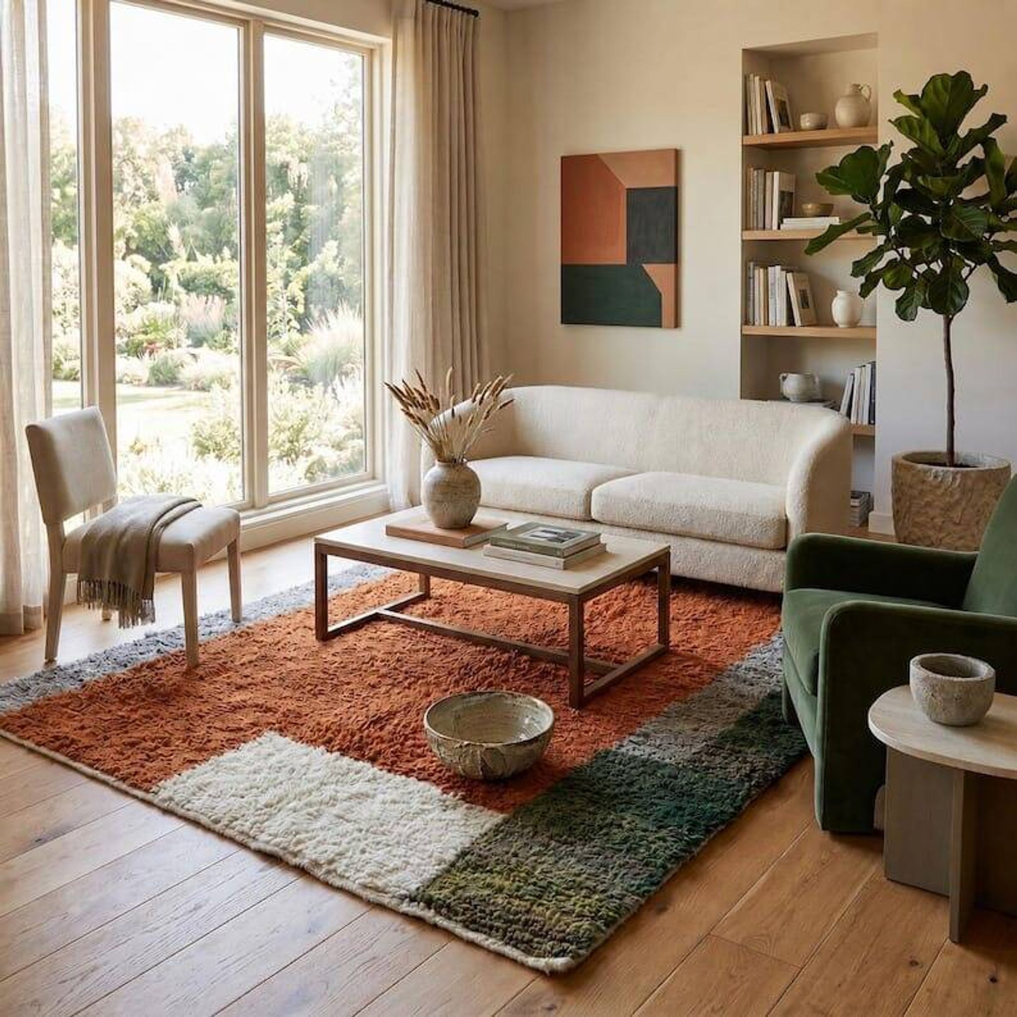 Tapis beni ouraine tissé main artisanale traditionnelle 2/3 m