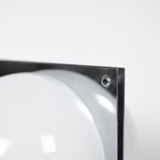 Lampe de table en métal poli et opaline, années 1970