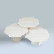 Set of 3 Travertine Octagonal Nesting Tables, 1970s.