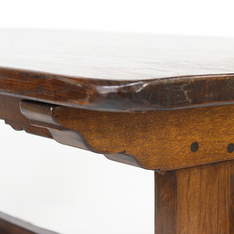 Rustic Oak Vintage Brutalist Dining Table