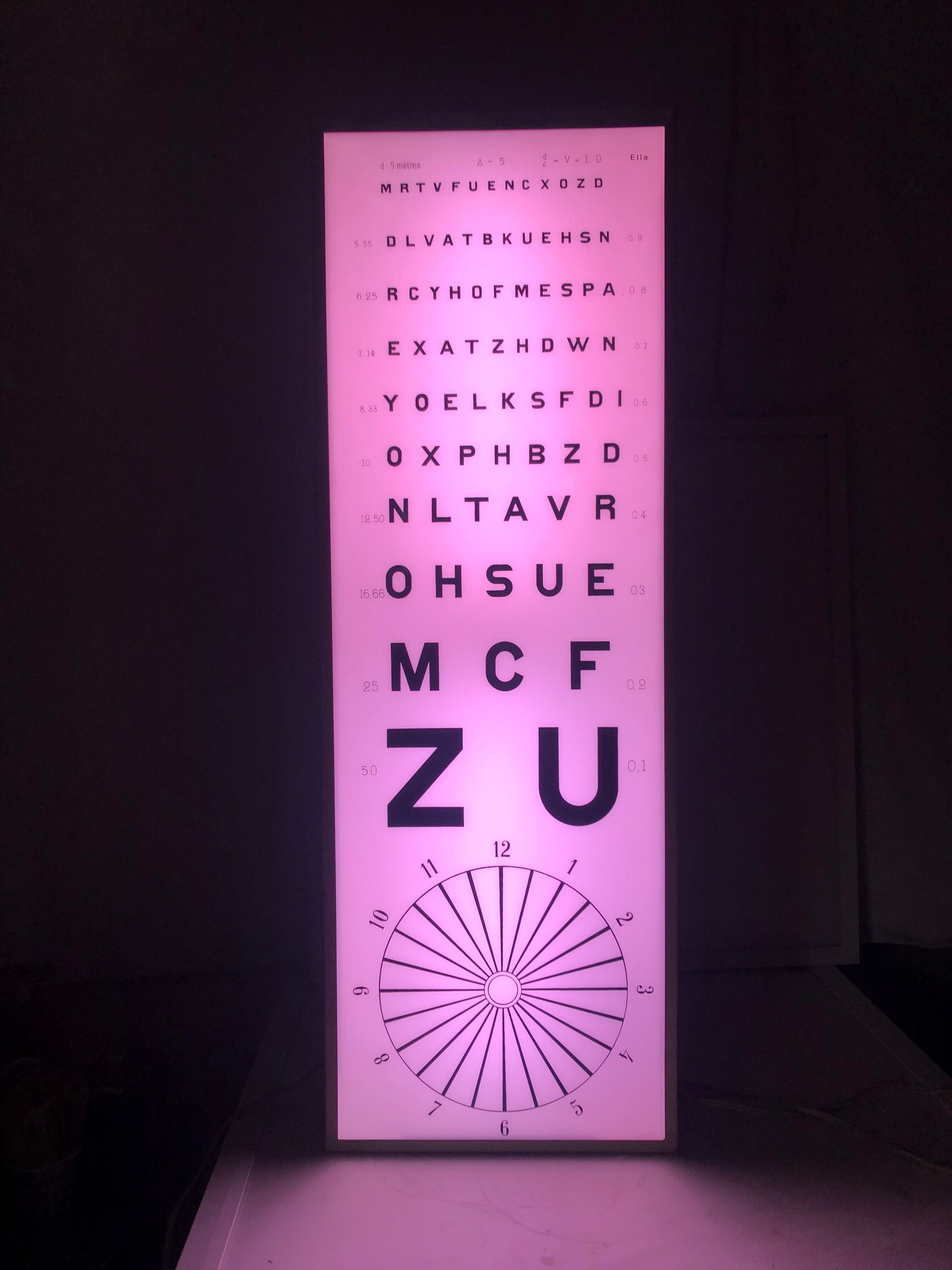 Vintage 1960 ophthalmic test lamp