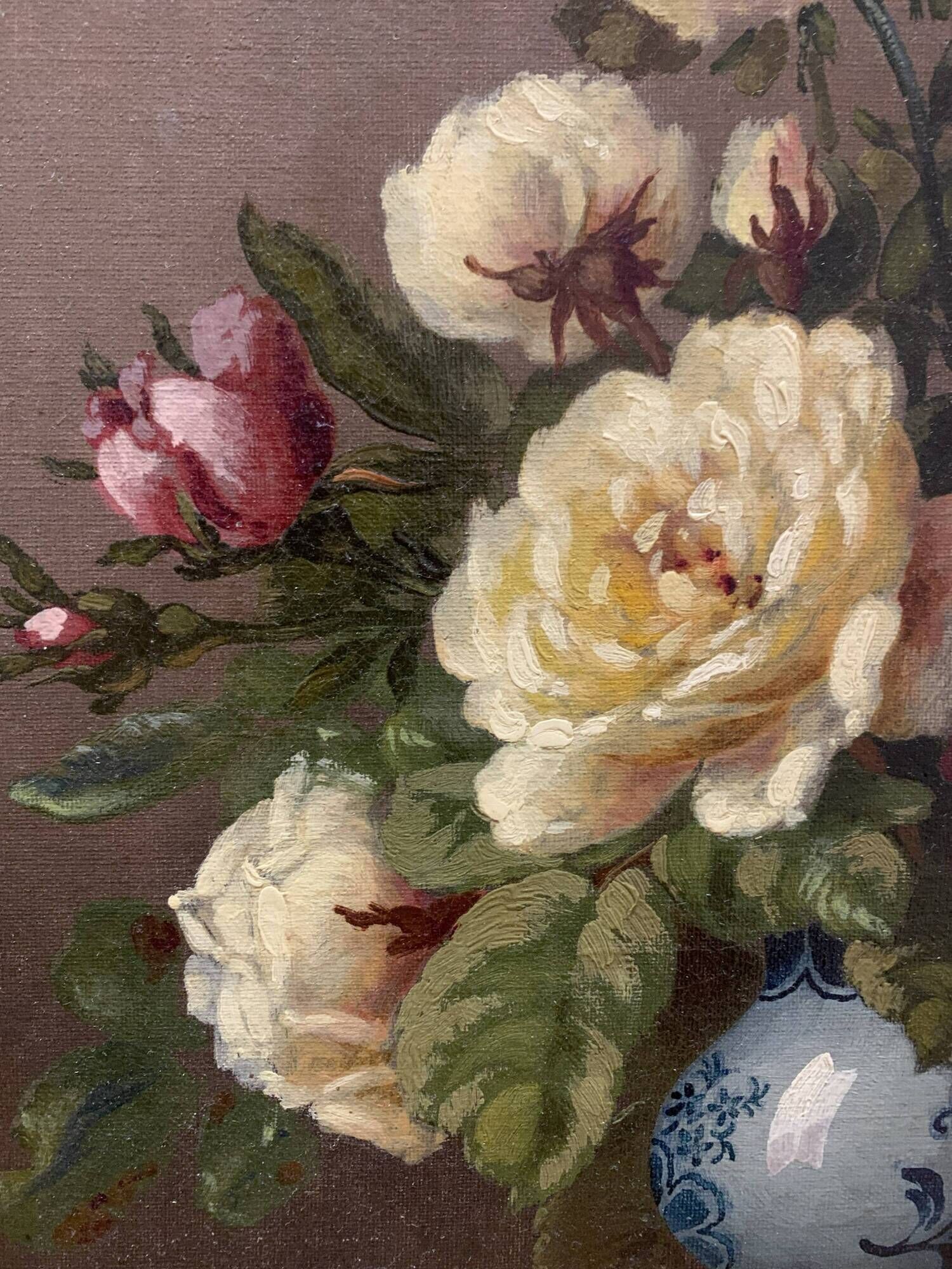 Oil on Canvas "Bouquet of Roses" - N. Okolowicz (1867-1928) - 55x46 cm