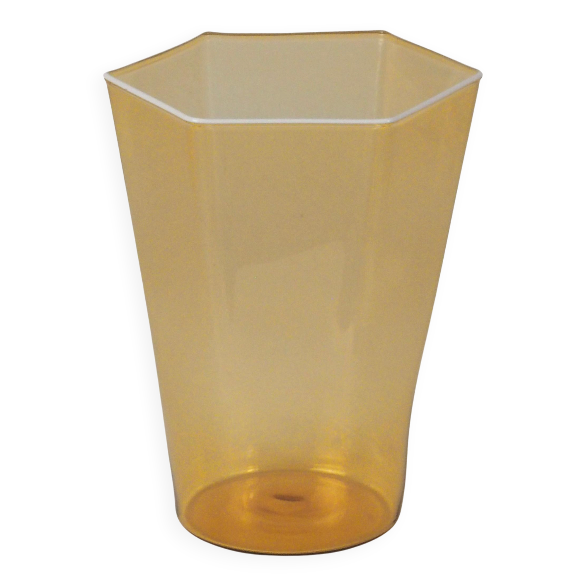Set of six hexagonal Murano glass glasses handmade by Carlo Scarpa.