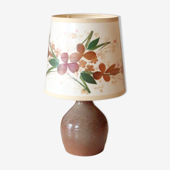 Lampe en céramique abat-jour façon herbier années 60