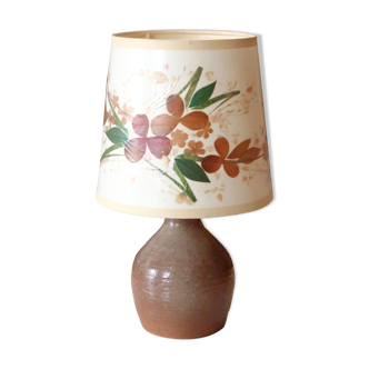 Ceramic lamp with herbarium-style shade from the 60s